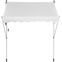 Outsunny 6.6'x5' Manual Retractable Patio Awning Window Door Sun Shade Deck Canopy Shelter Water Resistant UV Protector White(m-11)