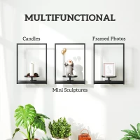 Outsunny 3 Pack Wall Planters for Indoor Plants, Wall-Mounted Metal Plant Stand Shelves, Picture Frame Wall Decor Hanger(m-7)