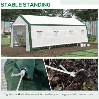 Outsunny 19.7' x 10' x 8' Outdoor Walk-in Greenhouse, Hot House with Mesh Windows, Bottom Vent, Zippered Door, PE Cover, Heavy Duty Steel Frame, White(m-6)