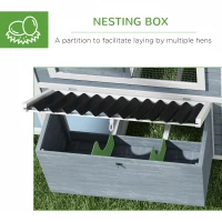 PawHut 11' x 5' x 3.5' Wooden Chicken Coop with Nesting Box, Run, Pull-out Tray, Perches for 2-4 Chickens, Dark Gray(m-6)
