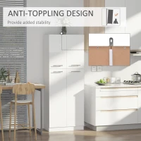HOMCOM 61" Pantry Cabinet, Kitchen Pantry Storage Cabinet with 2 Doors and Adjustable Shelves, Freestanding Storage Cabinet(m-4)