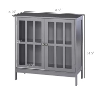 kleankin Contemporary Storage Cabinet, Cupboard Buffet Credenza with 2 Doors for Kitchen, Hallway, Living Room, Gray(m-3)