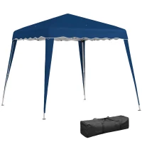 Outsunny 8' x 8' Pop Up Canopy, Outdoor Foldable Tent, Portable Canopy Tent with Carrying Bag for Camping, Party, Picnic, Blue(m-9)