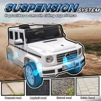 Aosom Mercedes Benz G500 Licensed 12V Kids Ride on Car with Remote Control, Music, Lights, MP3 for 37-96 months, White(m-4)