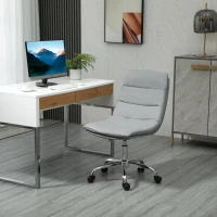 Vinsetto Armless Office Chair Ergonomic Computer Desk Chair Mid-Back Upholstered Task Chair with PU Leather, Adjustable Height and Swivel Seat, Grey(m-3)