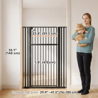 PawHut 55" Extra Tall Pet Gate 30-41" Wide Adjustable Baby Gate Pressure Mounted for Doorways, Hallways, Stairs(m-3)