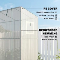 Outsunny Walk-in Portable Greenhouse Small Greenhouse for Outdoors with UV-resistant PE Cover, 6.6' x 2.5' x 5.6' White(m-5)