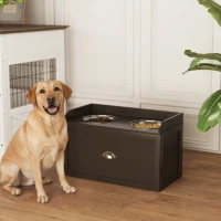 PawHut Pet Feeding Station Pet Dish Bowl Set with Storage, 2 Elevated Dog Bowls for Large Sized Dogs, Coffee(m-10)