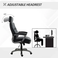 Vinsetto High-Back Home Office Chair 400lbs with Wide Seat, Linen PU High-Back Home Chair, Computer Desk Chair with Adjustable Height, Swivel Wheel, Black/Grey(m-12)