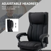 Vinsetto High-Back Massaging Office Chair Reclining Office Chair with Footrest Headrest Swivel Wheels Adjustable Height Black(m-7)