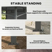 Outsunny 10' x 10' Patio Gazebo, Double Roof Outdoor Gazebo Canopy Shelter with Storage, Hook, Metal Frame, Dark Grey(m-6)
