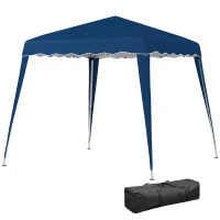 Outsunny 8' x 8' Pop Up Canopy, Outdoor Foldable Tent, Portable Canopy Tent with Carrying Bag for Camping, Party, Picnic, Blue(m-2)