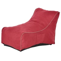 HOMCOM Bean Bag Chair, Stuffed Large Lounger for Indoors, Includes Washable Cover, Side Pockets and Backrest, for Kids and Adults, Wine Red(m-16)
