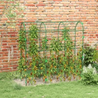 Outsunny Metal Garden Trellis, Arch Trellis for Climbing Plants Outdoor, A-Frame, with Climbing Net, 17" x 72" x 72", Green(m-10)