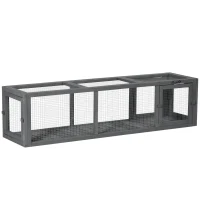 PawHut Outdoor Cat Tunnel with Extendable Design, 59" L Wooden Cat Run with Weather Protection, Connecting Inside and Outside, for Deck Patios, Balconies, Gray(m-1)