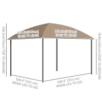 Outsunny 10' x 10' Outdoor Hardtop Gazebo Canopy with UV60+ Polycarbonate Roof, Steel Frame, Central Hook, Curtains, Khaki(m-3)
