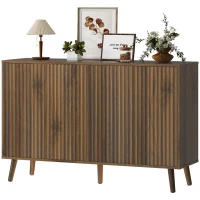 HOMCOM Buffet Cabinet with Storage, Modern Fluted Sideboard with Adjustable Shelves for Dining Room Living Room, Dark Brown(m-2)