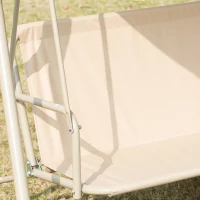 Outsunny 3-Seat Patio Swing Chair, Outdoor Porch Swing Glider with Adjustable Canopy, Removable Cushion, Steel Frame, Breathable Mesh Seat for Garden, Poolside, Brown(m-9)