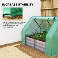 Outsunny 4 x 3ft Raised Garden Bed with Mini Greenhouse, Galvanized Raised Garden Bed with Cover, Green and Dark Gray(m-9)