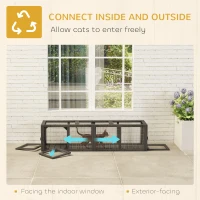 PawHut Outdoor Cat Tunnel, 59" Wooden Play Cat Enclosure, Extendable Pet Run with 3 Doors for Kitty, Puppy, Gray(m-4)