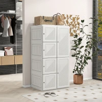 HOMCOM Portable Wardrobe, Foldable Storage Organzier with 5 Compartments, 1 Hanging Rod, Magnet Doors, White(m-1)