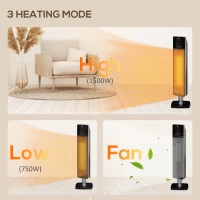HOMCOM 2-In-1 Electric Space Heater, Oscillating Tower Heater for Indoor Use, with 3 Modes, 8H Timer, Remote, Tip-Over and Overheat Protection, 750W / 1500W, Black(m-19)