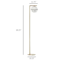 HOMCOM Metal Floor Lamp, Standing Light with 350° Adjustable Lampshade for Living Room, Bedroom, Office, Gold(m-3)