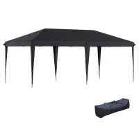 Outsunny 10' x 20' Pop Up Canopy Tent, Upgraded Heavy Duty Tents for Parties, Outdoor Instant Gazebo Sun Shade Shelter with Carry Bag, for Catering, Events, Wedding, Backyard BBQ, Black(m-1)
