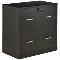 Vinsetto 2-Drawer File Cabinet with Lock and Keys, Lateral Storage Filing Cabinet with Hanging Bar for Letter Size, Home Office, Walnut(m-11)