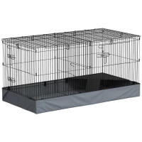 PawHut Guinea Pig Cage with Removable Top, 2 Separate Area, Waterproof Bottom Liner, Ramp, Perch, for Rabbits, Hedgehogs(m-9)