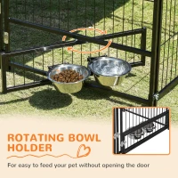 PawHut Outside Dog Kennel, 4.6' x 4.6' x 5' Puppy Play Pen w/ Canopy, Secure Lock, Heavy Duty Welded Wire Steel, Rotating Bowl, Garden Playpen Fence Crate Enclosure Cage for Dogs Chickens Ducks, Black(m-6)