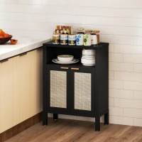 HOMCOM Sideboard Buffet Cabinet with Storage, Modern Accent Cabinet with Adjustable Shelf, Coffee Bar Cabinet, Distressed Black(m-2)