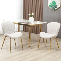 HOMCOM Dining Chairs Set of 2, Modern Accent Chair with Cushioned Backrest, Upholstery for Living Room, Cream White(m-1)