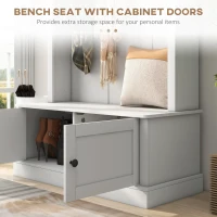 HOMCOM Hall Tree, Entryway Bench with Coat Rack, White(m-6)