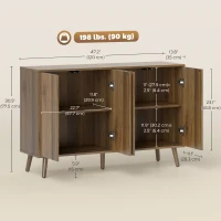 HOMCOM Buffet Cabinet with Storage, Modern Fluted Sideboard with Adjustable Shelves for Dining Room Living Room, Dark Brown(m-3)