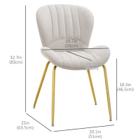 HOMCOM Dining Chairs Set of 2, Modern Accent Chair with Cushioned Backrest, Upholstery for Living Room, Cream White(m-3)