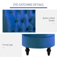 HOMCOM Retro High Back Armless Royal Accent Chair Fabric Upholstered Tufted Seat for Living Room, Dining Room and Bedroom, Blue(m-5)