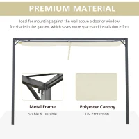 Outsunny 10'x10' Outdoor Pergola Gazebo with Retractable Canopy & Metal Frame & PA Coated Sun Shelter Door Porch Cover, Cream White(m-6)