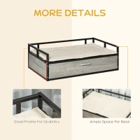 PawHut Elevated Dog Bed, Furniture Style Pet Sofa Couch, Soft Modern Puppy Lounger with Storage Drawer, Cushion, for Medium-sized Animals, Grey(m-6)
