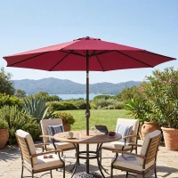 Outsunny 10' x 8' Round Market Umbrella, Patio Umbrella with Crank Handle and Tilt, Outdoor Parasol for Garden, Wine Red(m-8)