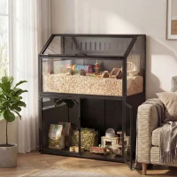 PawHut Hamster Cage with Storage Cabinet, Small Animal Cage with Easy View Acrylic Panels and Openable Top, Guinea Pig Habitat(m-2)