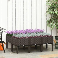 Outsunny 6-piece Raised Garden Bed PP Raised Flower Bed Plant Stand Stackable Vegetable Herb Grow Box(m-8)