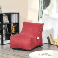 HOMCOM Bean Bag Chair, Stuffed Large Lounger for Indoors, Includes Washable Cover, Side Pockets and Backrest, for Kids and Adults, Wine Red(m-3)