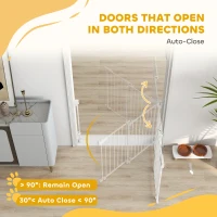 PawHut 29"-44" Wide Dog Gate, 29" H, Pet Gate with Auto-Close, Single Hand Operation, Wall-Mounted, No-Threshold Design(m-6)