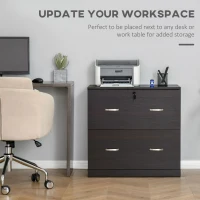 Vinsetto 2-Drawer File Cabinet with Lock and Keys, Lateral Storage Filing Cabinet with Hanging Bar for Letter Size, Home Office, Walnut(m-4)