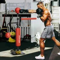 Soozier 4.6'-6.7' Speed Bag Boxing Bag Stand, Reflex Bag Boxing Training Equipment, Speed Punching Bag, Red(m-2)