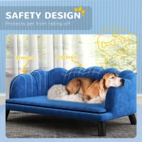 PawHut Pearl Design Pet Sofa for Medium and Large Sized Dogs, Pet Bed with Cushion and Solid Wood Legs, Dark Blue(m-7)