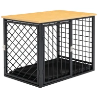 PawHut Dog Crate Furniture, Heavy Duty Dog Kennel End Table with Removable Tray, for Small Medium Dogs, Indoor Use, Black(m-11)