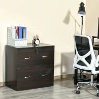 Vinsetto 2-Drawer File Cabinet with Lock and Keys, Lateral Storage Filing Cabinet with Hanging Bar for Letter Size, Home Office, Walnut(m-10)