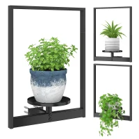 Outsunny 3 Pack Wall Planters for Indoor Plants, Wall-Mounted Metal Plant Stand Shelves, Picture Frame Wall Decor Hanger(m-9)